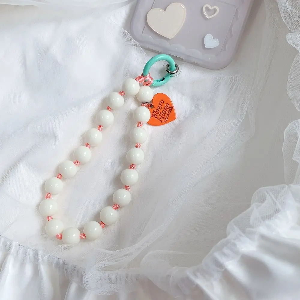 New Love Heart Phone Lanyard Fashion Colorful Phone Wrist Strap Sweet Lovely Beaded Pendant Lanyard