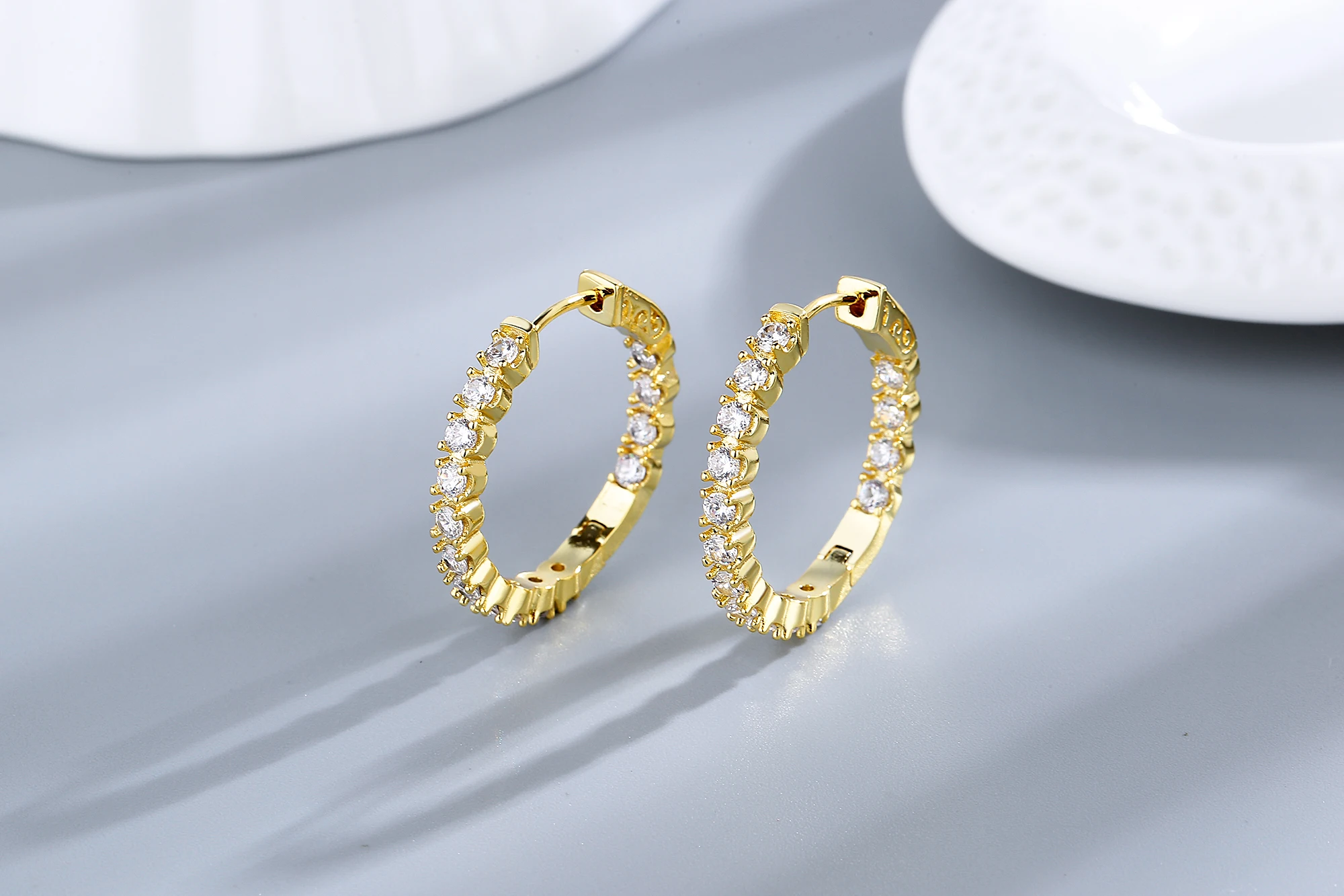S925 Silver 39mm Big Circle Hoop Earrings For Women Fashion Wedding Fine Jewelry C Hoop Earring