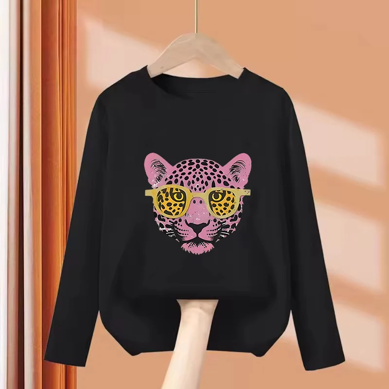 Long Sleeve Fashion Tiger Printed Graphic Kids Tshirts Summer  Tees Cartoon Boys Girls Clothes Kawaii Tops Y2K Children T-shirt