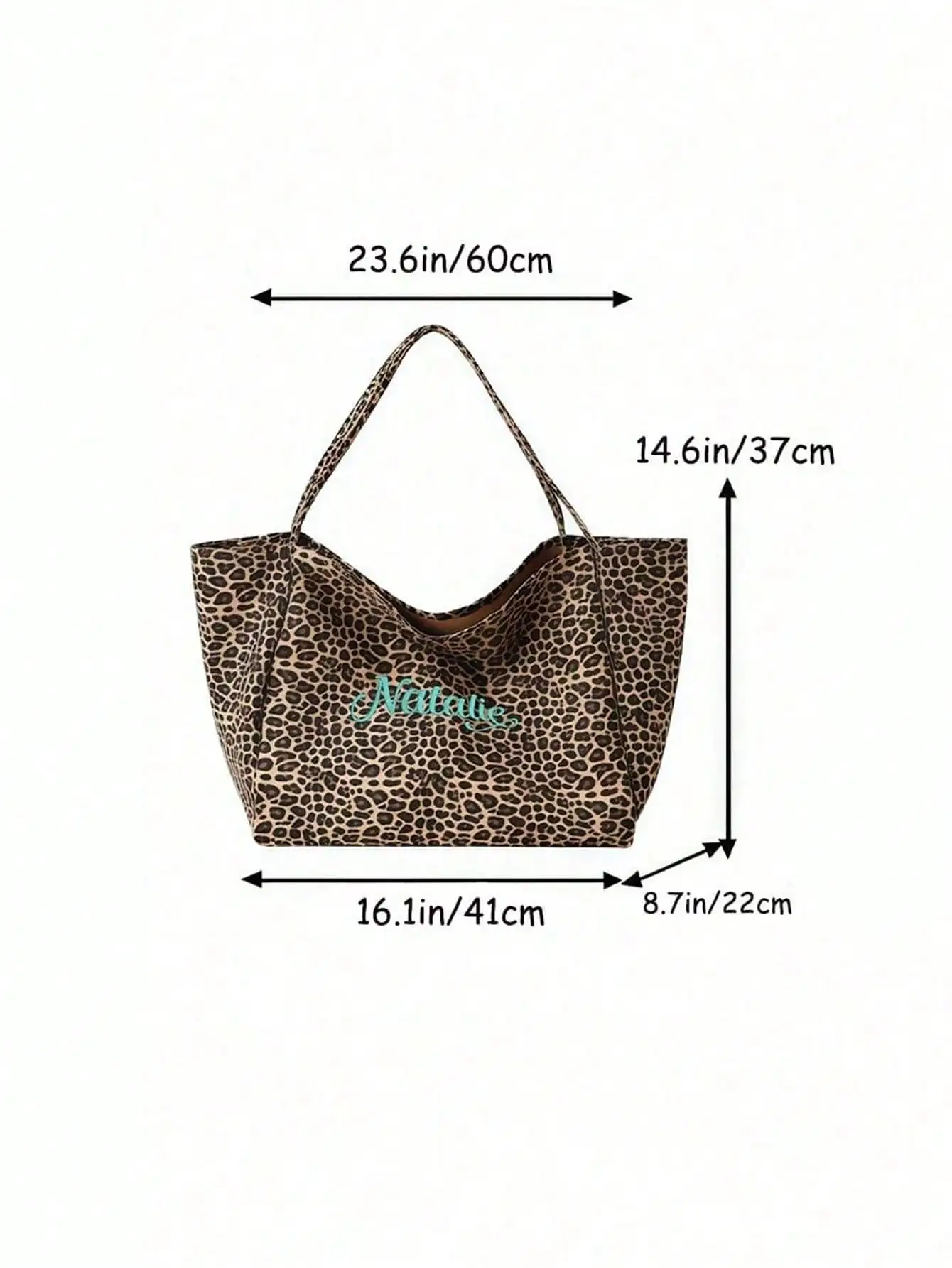 1PC Personalized Women's Shoulder Bag - Custom Name Embroidery, Leopard Canvas, Large Capacity, For Daily Use/Gift