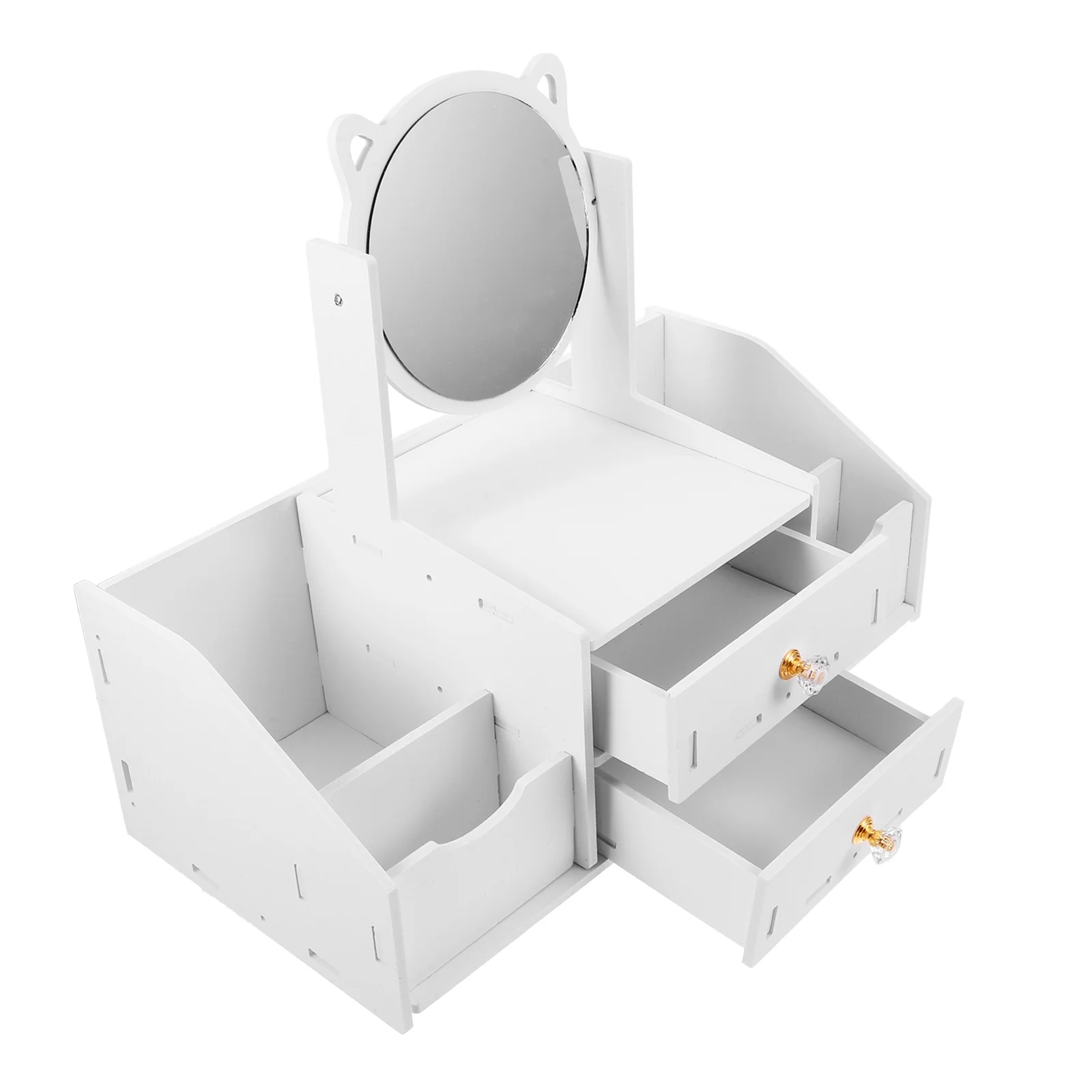 

Makeup Organizer Desktop Vanity with Mirror Drawer Storage for Cosmetics Jewelry Skincare Countertop Organizer