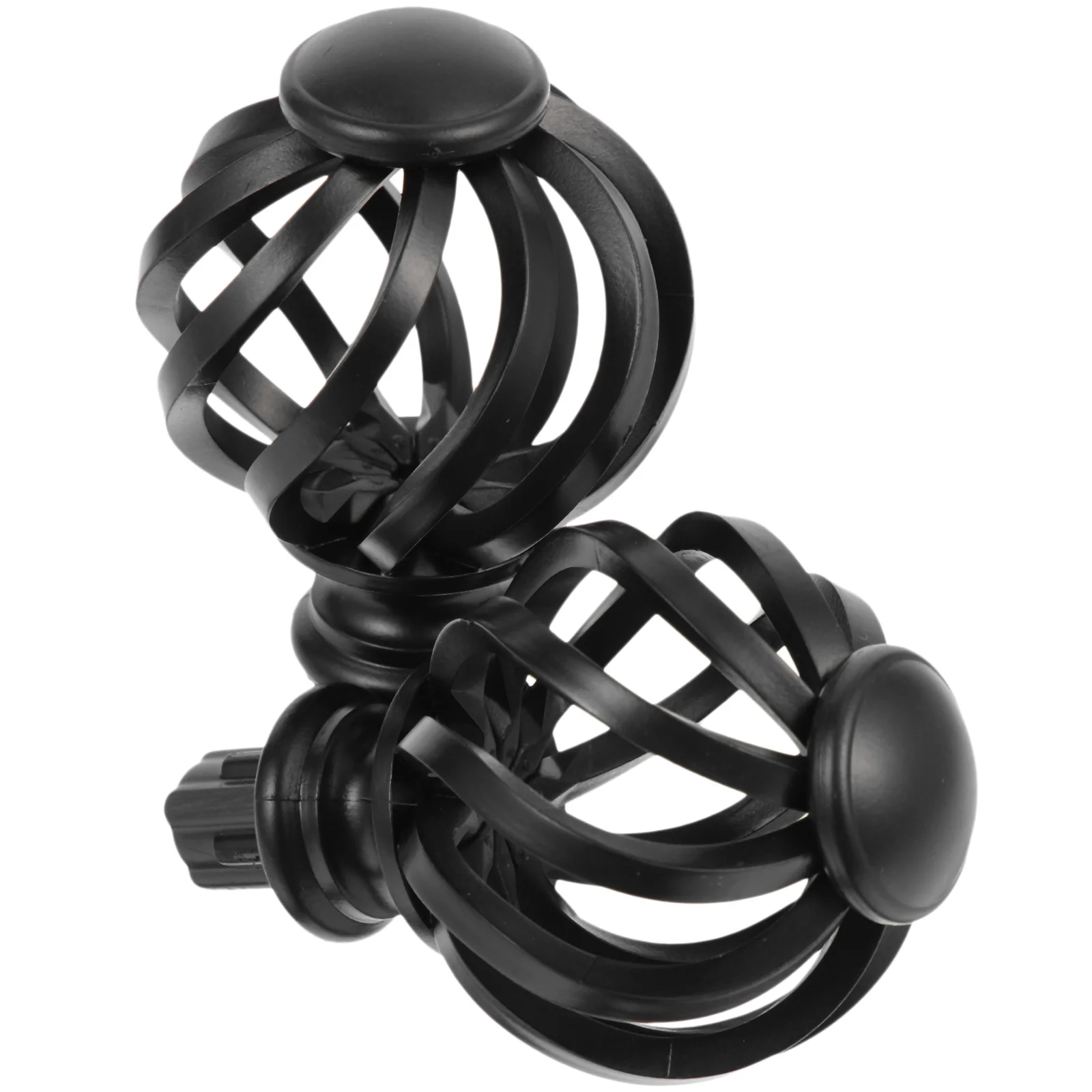 

2Pcs Classic Cage Design Curtain Rod Finials Easy Install No Tools Required Stylish Home Hotel Decoration