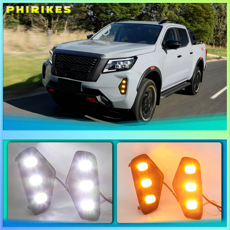 

1Set LED DRL Fog Lights for Nissan NAVARA NP300 2021 Fog Light Fog Lamp Cover Daytime Running Light turn signal