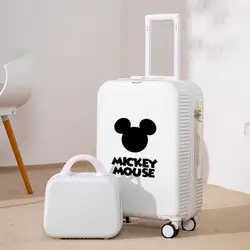 Disney Mickey Trolley Luggage Set Student Cabin Rolling Luggage Lightweight Zipper Combination Lock Travel Suitcase on Wheels