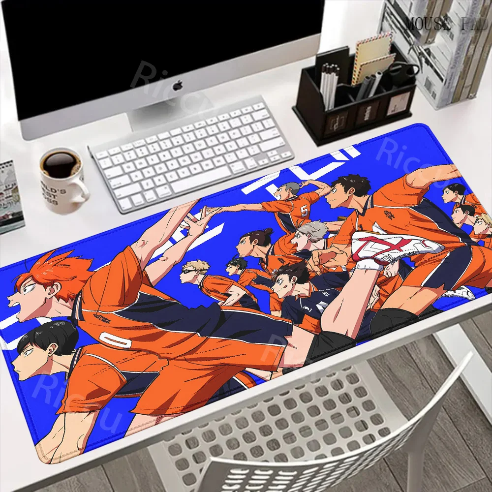 Mousepad besar Anime Haikyuu Manga 900x400mm Keyboard kantor alas Mouse karet permainan antiselip HD teclado mouse pad Laptop karpet
