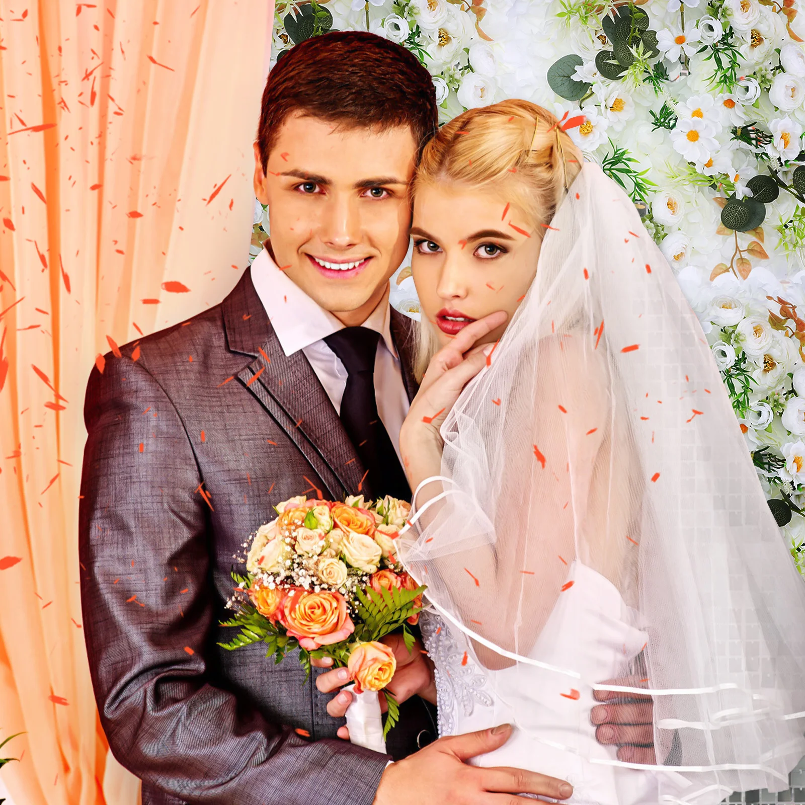 

6Pcs Fake Flower Wall Decoration Realistic Simulation Floral Arrangement for Wedding Events Home Decor Easy to Install Grid