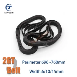 2GT 2MGT Closed Loop Timing Synchronous Belt Width6/10/15mm GT2 Belt Perimeter 696 700 702 710 726 730 738 740 742 750 752 760mm