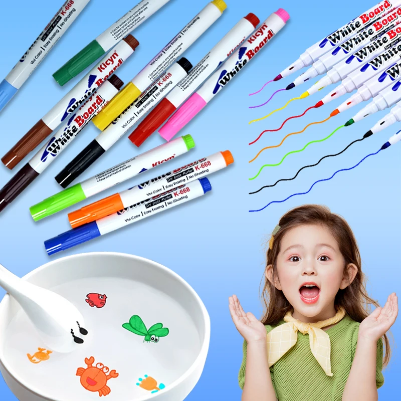 Magical Water Floating Pen Magical Ink Pens Montessori Children Early Education Painting Learning Toys Ceramic Spoon Pen Toys