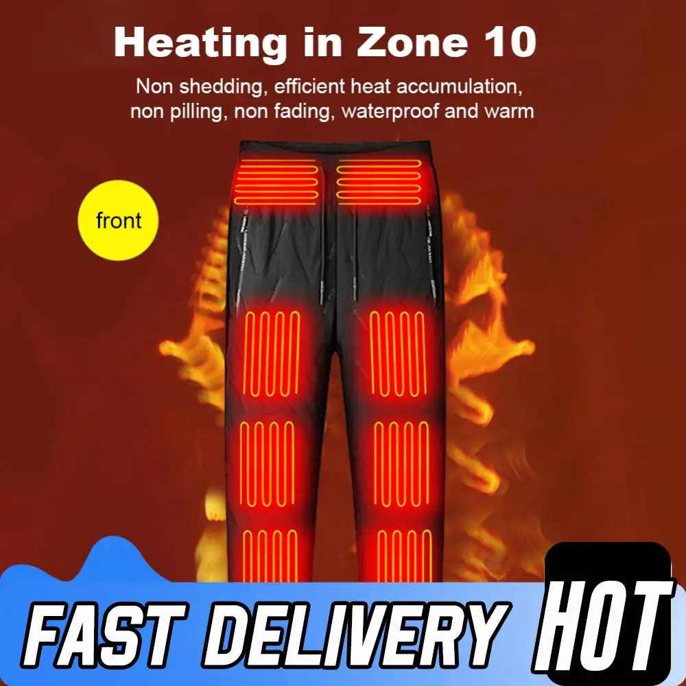 Calças de aquecimento unissex 10 zonas de aquecimento calças aquecidas elétricas das mulheres dos homens calças de aquecimento à prova de vento inverno ao ar livre calças de aquecimento