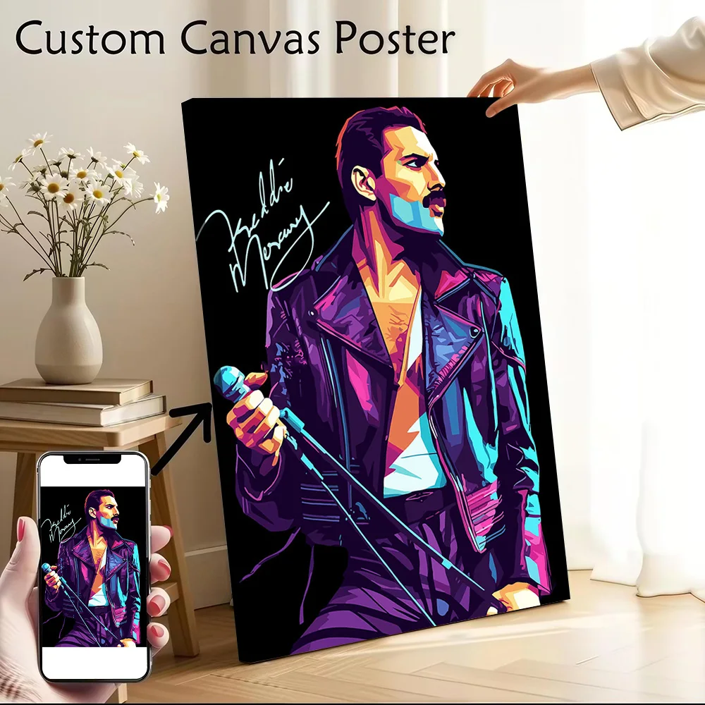 Freddie Mercury Canvas Wall Arts Poster Customizable Pictures Printing for Room Home Decor Luxury Decoration Art Print Bedroom