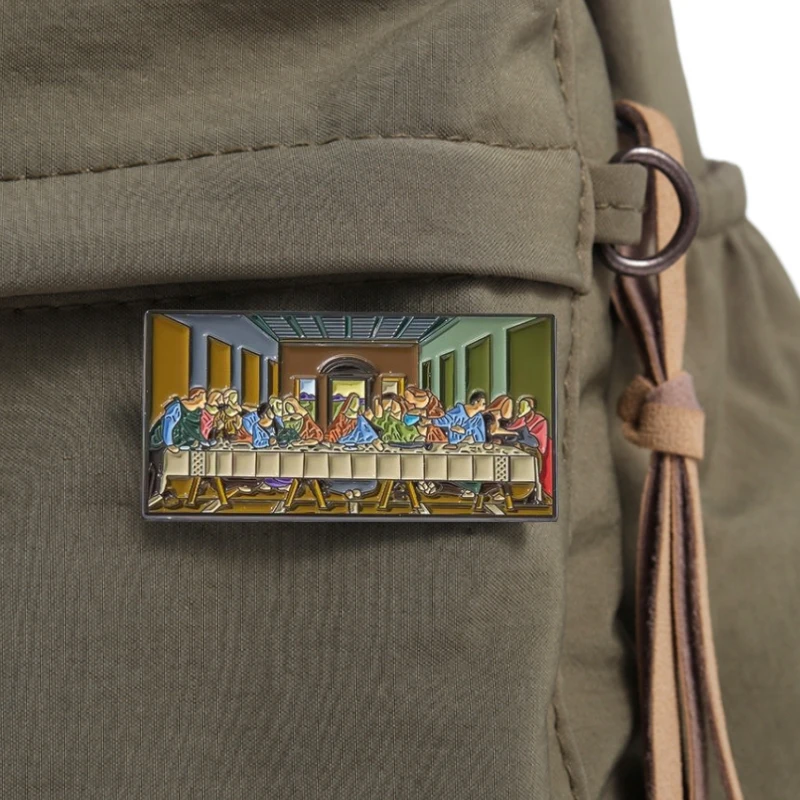 

Metal Art Oil Painting Last Supper Hook & Loop Patch Creative Morale Badge Tactical Backpack Sticker Celebrity Paintings Emblem