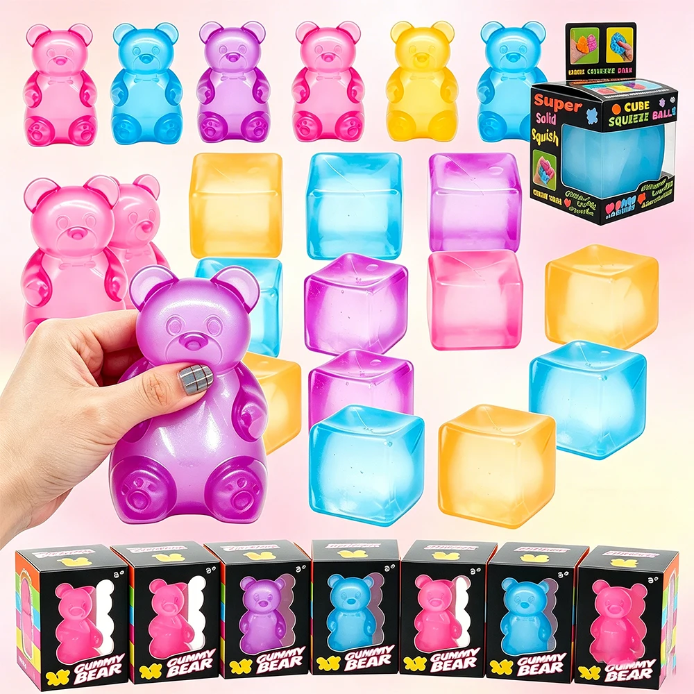 

2026 New Needoh Snowflake Little Bear Ice Cube Malt Sugar Squishy Blind Box Stress Relief Slow Rebound Anti-Anxiety Squeeze Toy
