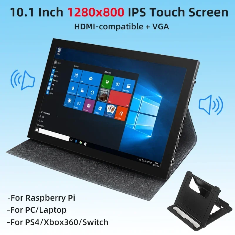 10.1 inch 1280x800 touch screen IPS display optional leather bracket for PC Raspberry Pi orange Pi 5 plus games console monitor