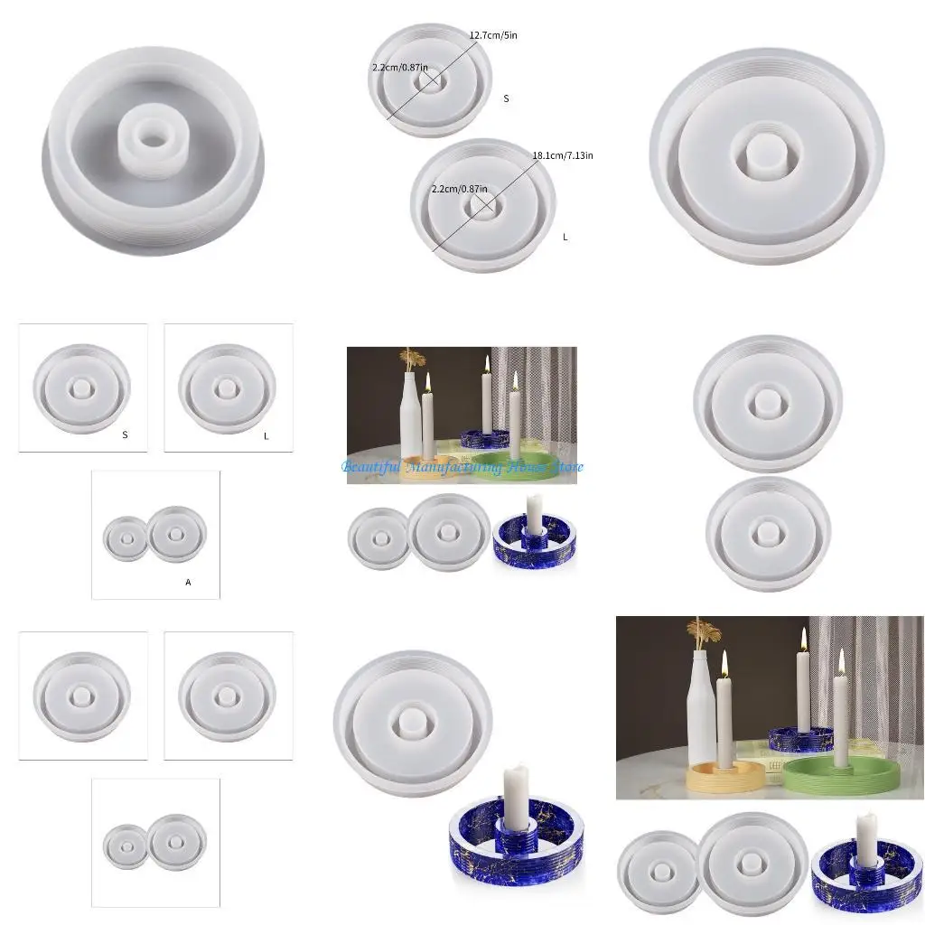 

E56A Round Holder Silicone Mold Stripped Circle Tray Molds Gypsum Cement Mould