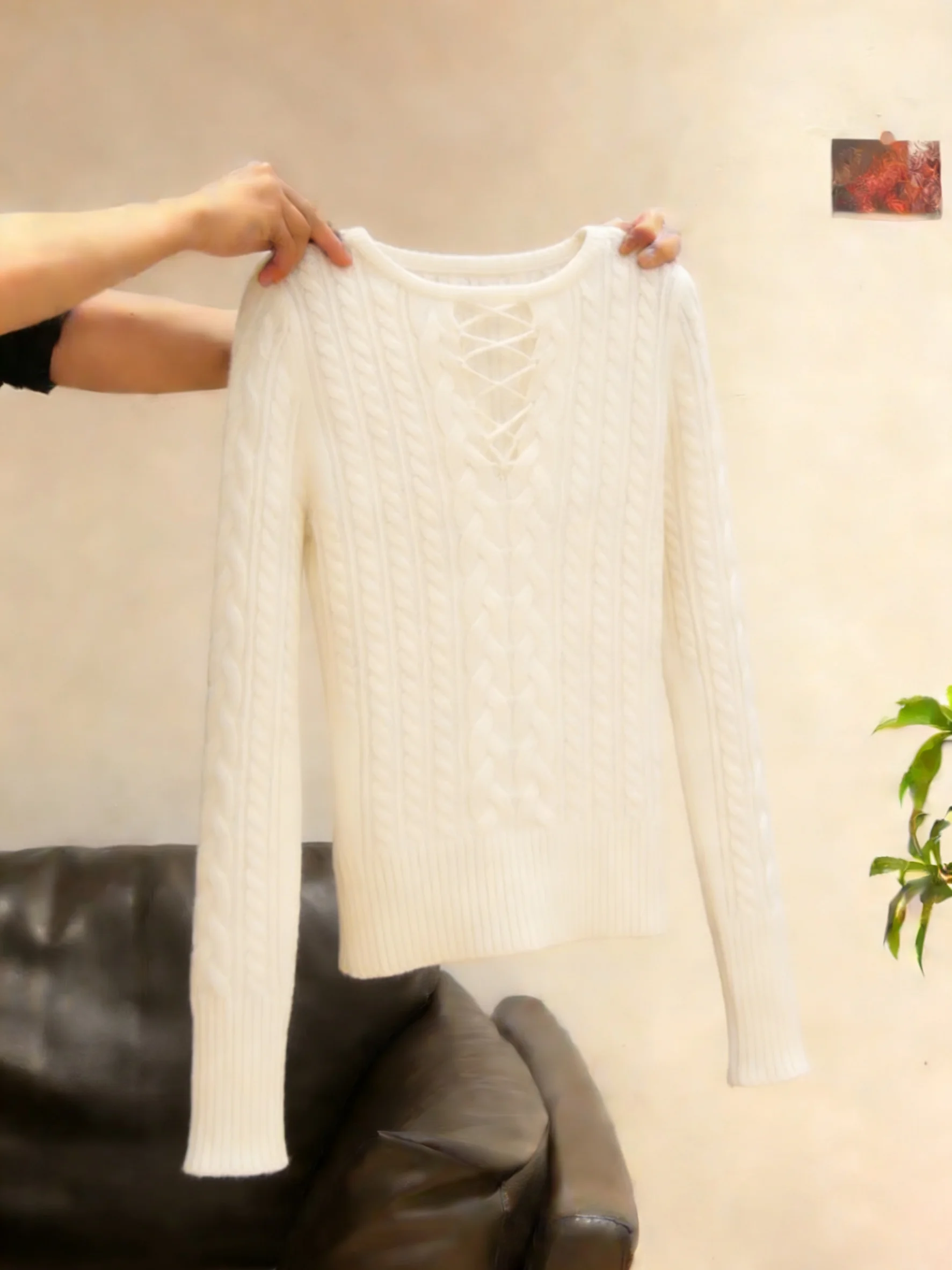

Slimming Knitted Sweater Hollow out Twist Design Women's Faion Spring Autumn Korean Sle Casual Loose Fit Long Sve Top