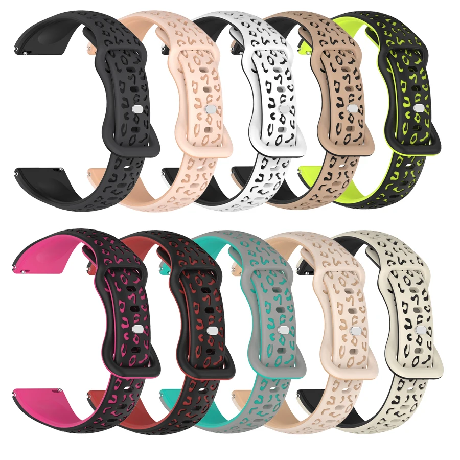 18mm 20mm 22mm Silicone Two-Tone 3D Carved Flower Soft Sport Strap for Amazfit Huawei Xiaomi Garmin Samsung Gear/Galaxy Watch