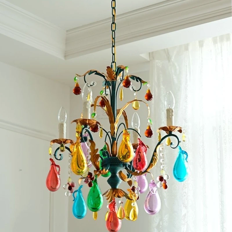 

French dining room chandelier Italian art glass fruit light luxury living room bedroom retro candle