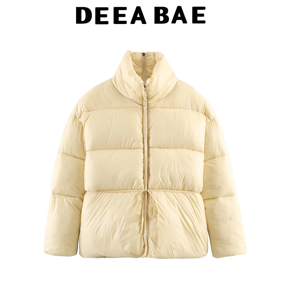 

DEEABAE Winter Korean standing collar short down jacket for women 2025 new loose and thick soft bread jacket jacket
