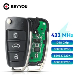 KEYYOU ASK 아우디 A2 A4 S4 Cabrio Quattro Avant 2005 2006 2007 433MHz ID48 원격 8E0837220Q 8E0837220K 8E0837220D