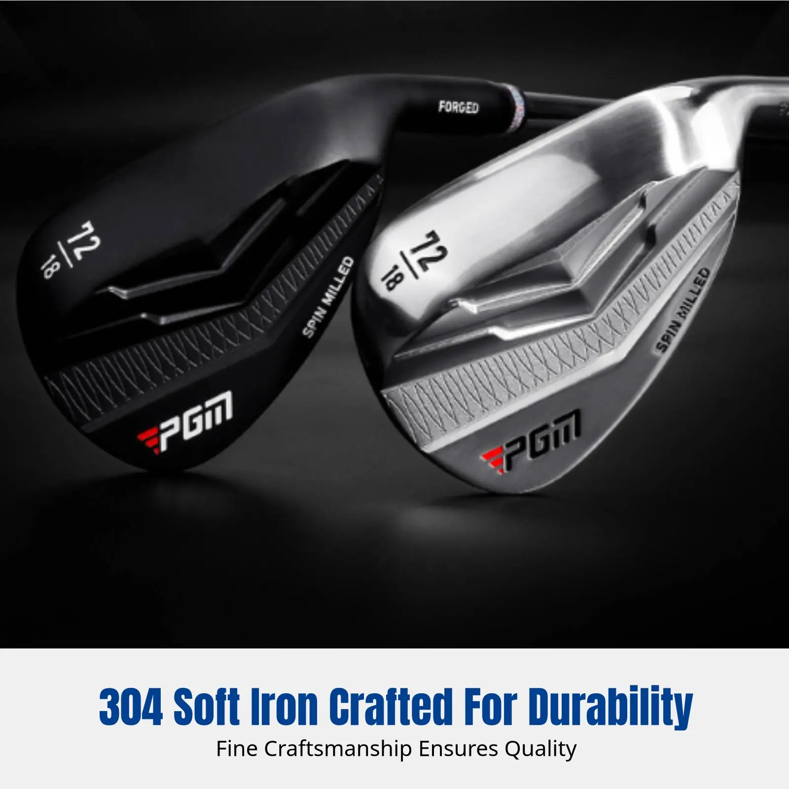 

72° Sand Wedge, High Loft, Textured Face, Stainless Steel, Black/Silver, Precision Crafted