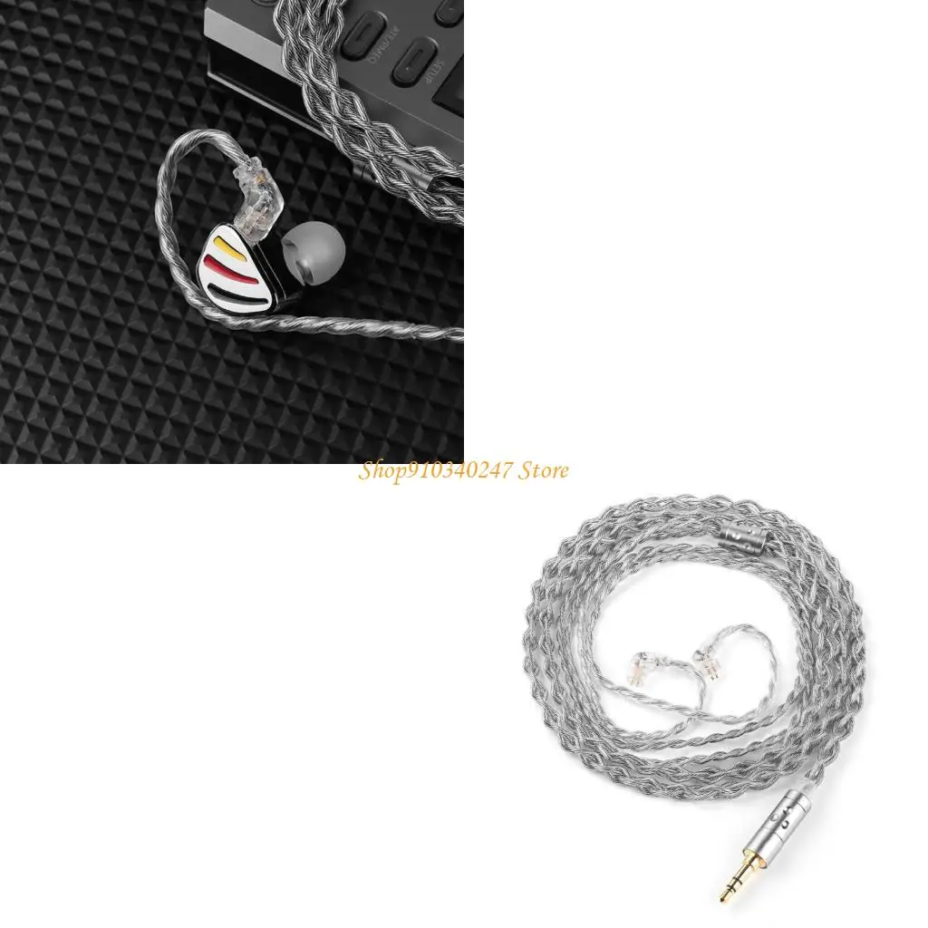 كابل سماعة أذن Q22A مرن مطلي بالفضة OFC 2Pin يتميز بهيكل 336 كور وتوافق عالمي بمقابس 3.5 مم #1