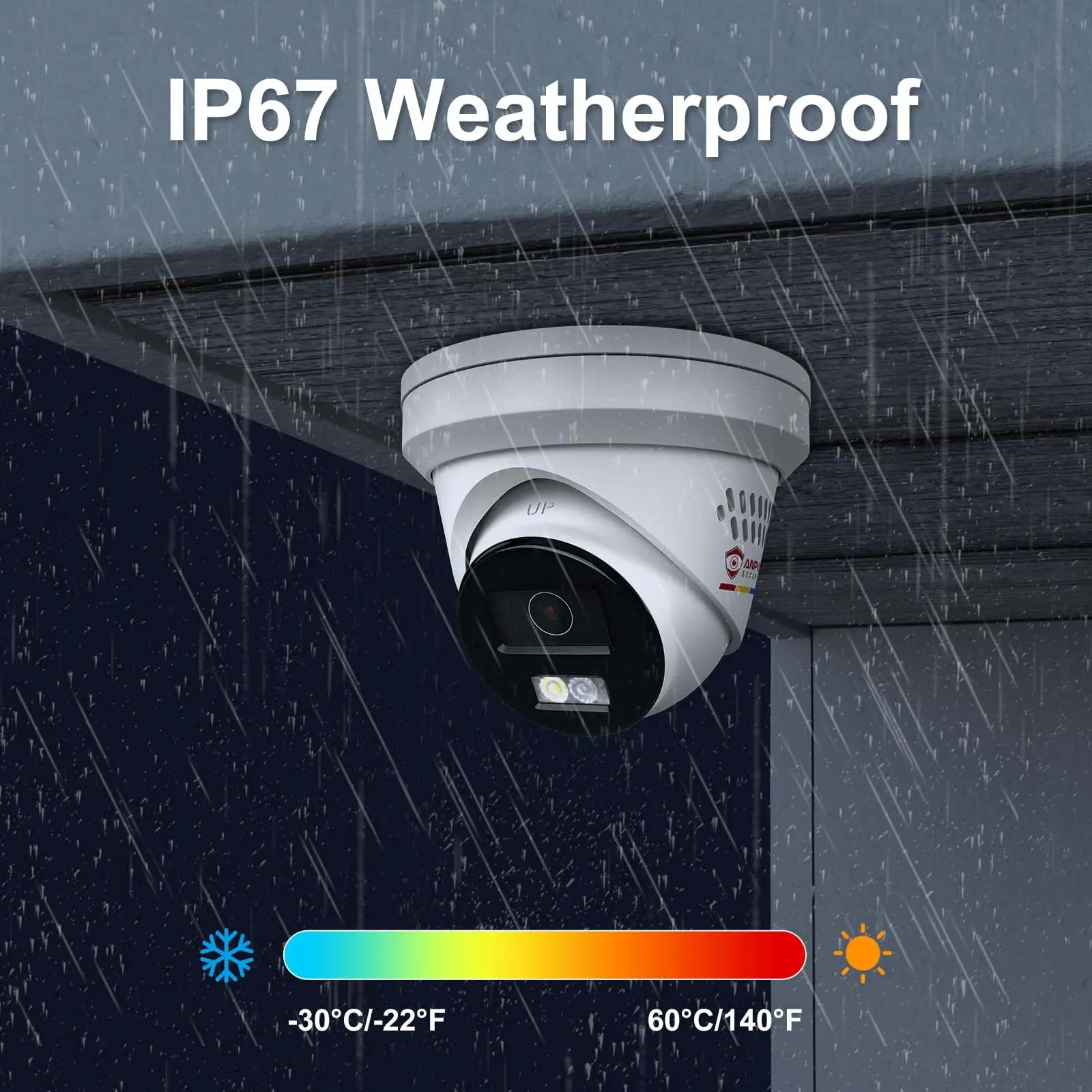 Anpviz Smart 4K IP PoE Camera Strobe Light and Audio Alarm Metal Turret Security Outdoor Human/Vehicle Detection IP67 Waterproof