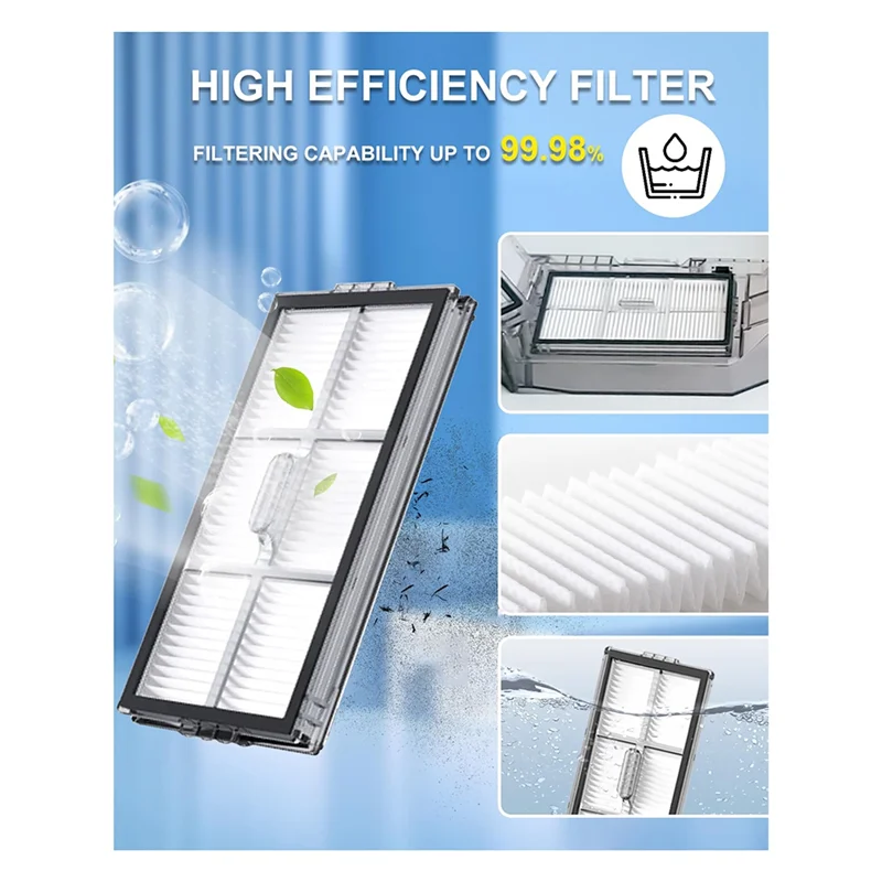 ABVI-Replacement Parts Kit For Roborock Saros 10R Robot Vacuum - Roller Brushes Side Brushes, Filters, Mop Pads, Dust Bags