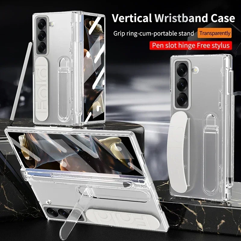 Case For Samsung Galaxy Z Fold Special W25 Z Fold 6 5 4 3 360° all inclusive Elastic Wristband Hard Mobile Phone Case Cover