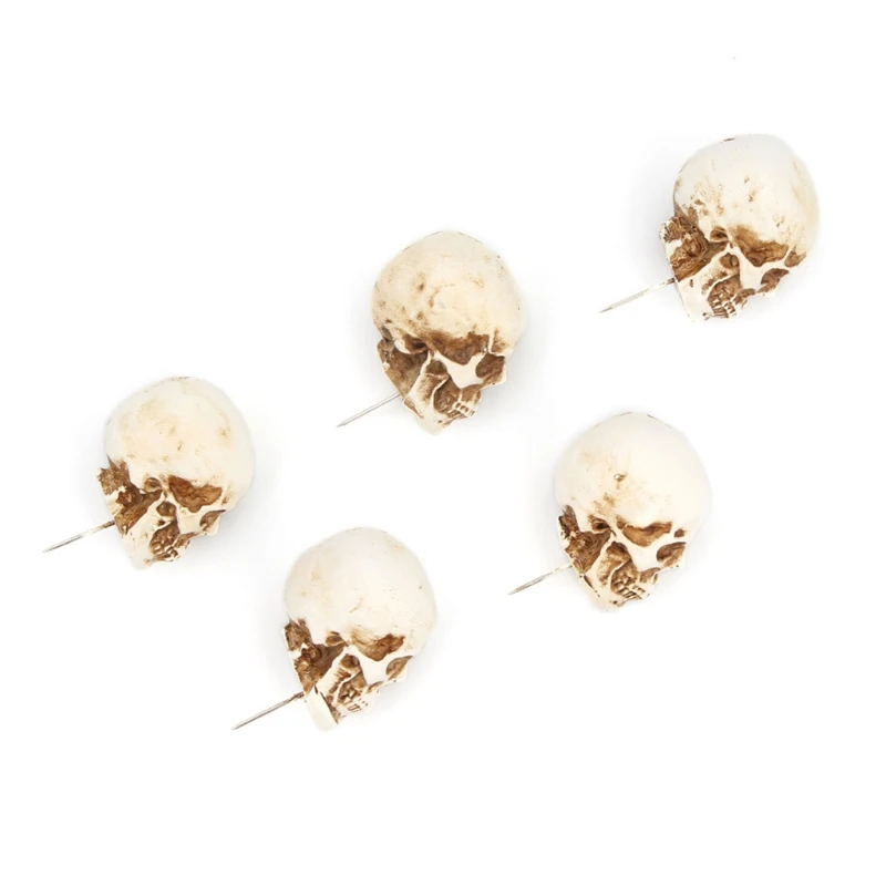 5 ชิ้น/กล่อง Resin Skull Thumbtack Drawing Pins Pushpin Cork Board Photo Wall แผนที่เครื่องหมาย School Supply