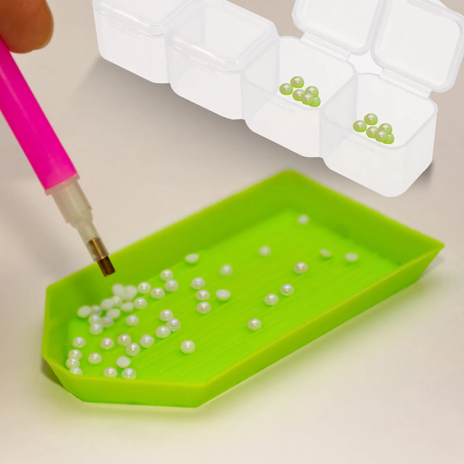 20Pcs Diamond Storage Box Smooth Surface 4 Compartments Lids Nail Art Beads Jewelry Organizer Sequin Glitter Container