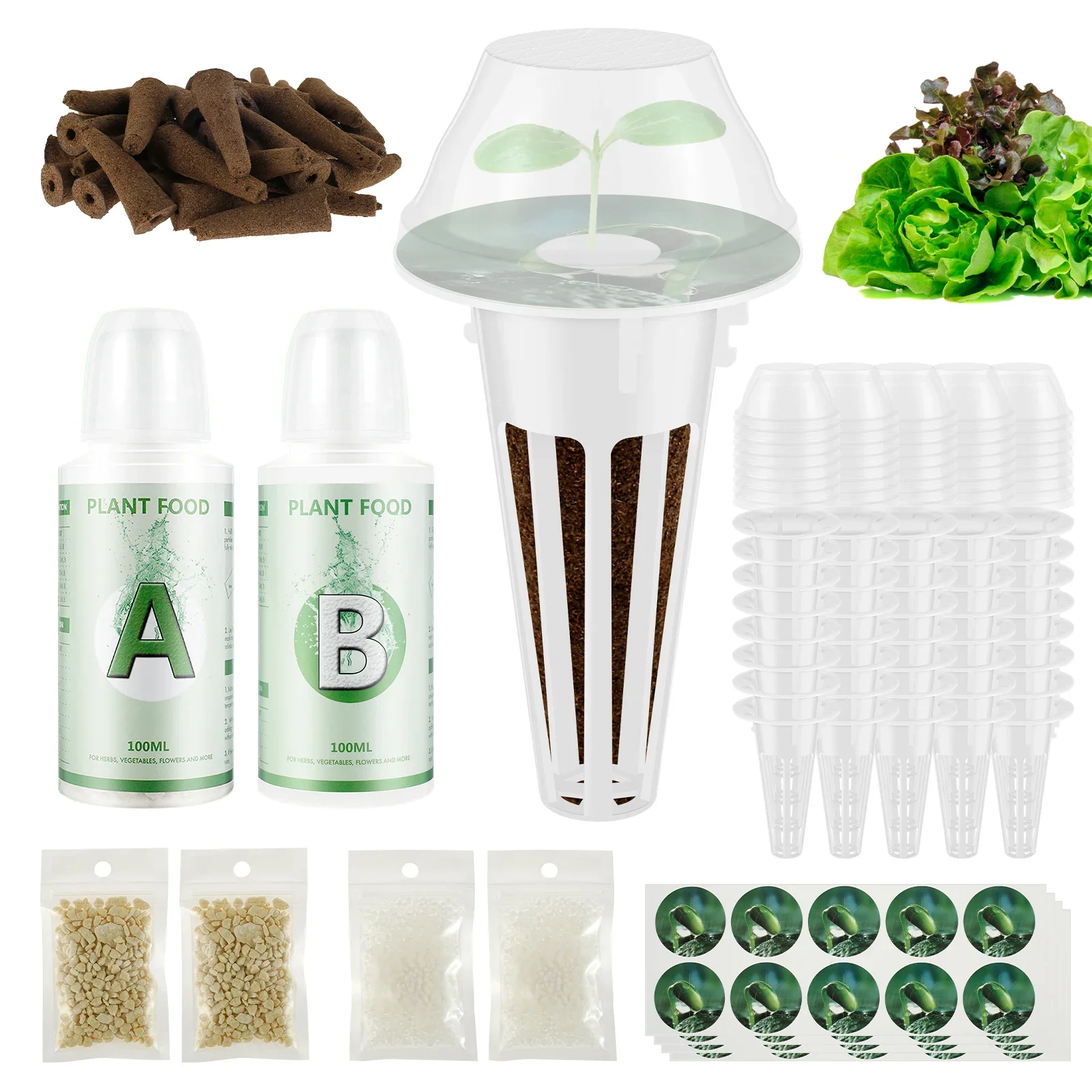 

166Pcs Seed Pod Kit Reusable Hydroponic Pods Kit Indoor Hydroponic Growing System with 40 Labels 40 Grow Basket 40 Grow Dome 40