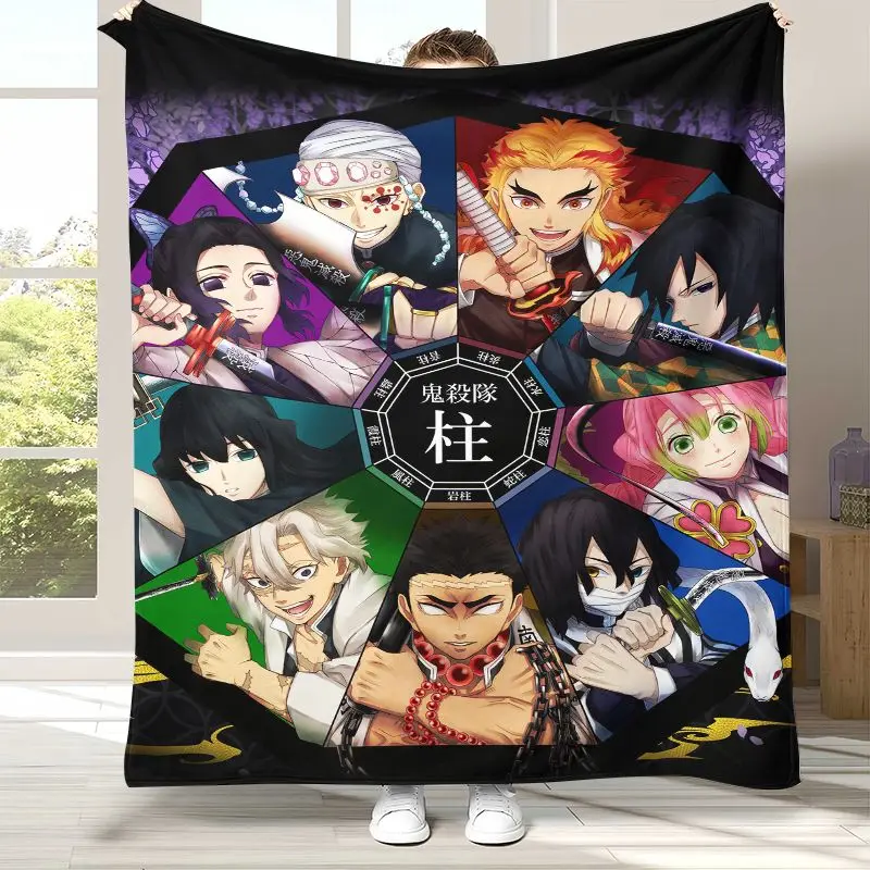 Demon Slayer Kimetsu no Yaiba Tanjiro Nezuko Anime Soft Flannel Blanket,Cozy Warm Throw Blanket for Bed,Sofa,Living Room,Picnic