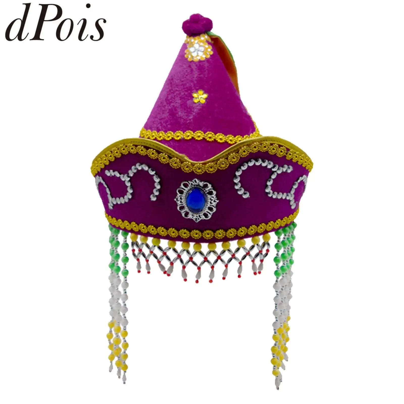 Mongolian Hat Queen Princess Hat Traditional Mongolia Dance Costume Hat for Family Gathering Cosplay Costume Stage Performances