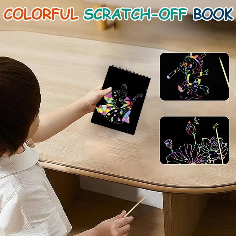 Scratch And Sketch Books Thickened Colorful Cardboard Scratch Book Educational Kids Art Book Multifunctional Painting Supplies