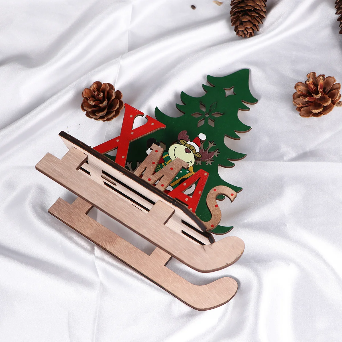 

DIY Wooden Sledge Christmas Ornament Large Deer Eco-Friendly Decoration Xmas Table Decor Home Office Store Table Decor Xmas