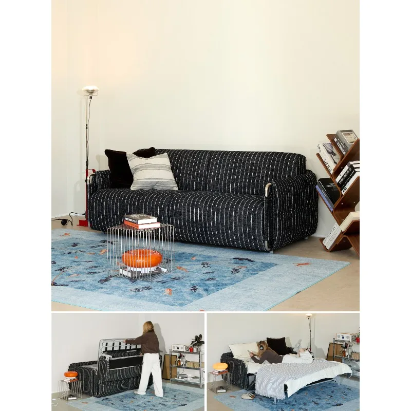 

Sofa bed, Bauhaus removable and washable fabric folding dual-purpose stainless steel small apartment sofa bed