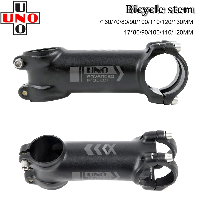 UNO Bicycle Stem Mountain Road Bike Stem Riser 31 8 Mtb Power 7 17 Degree Bridge 60/70/80/90/100/110/120/130MM Handlebar Table