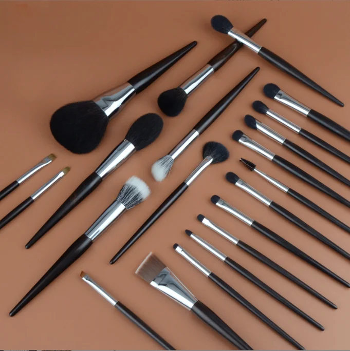 21 pcs natural hair goat hair makeup brush set brushes private label brochas de maquillaje with bag container