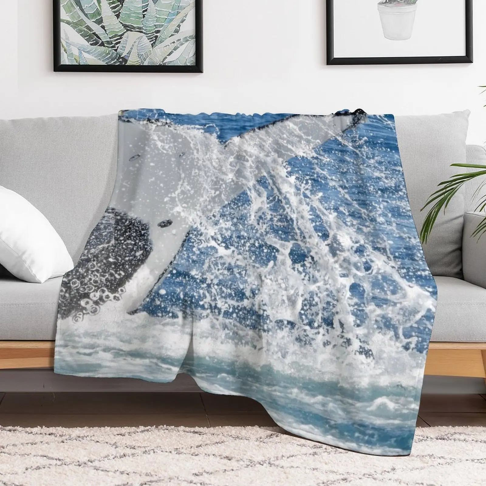 Whale watching tail splash spray in Hervey Bay Throw Blanket Thin blankets and throws funny gift Sleeping Bag Blankets