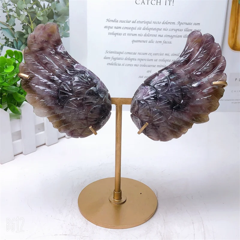 Natural Dream Amethyst Angle Wings Crystal with Stand Energy Gemstone, Healing Stone, DIY Present, Home Decoration