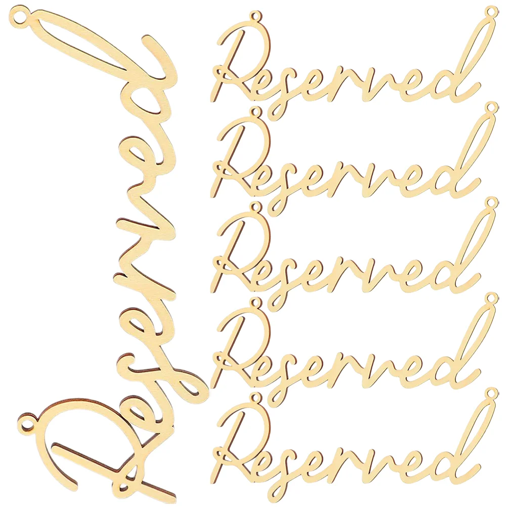 6 Pcs Decor Wooden Blank Reserved Letter Sign Seat Chair Back Hanging for Signage Wedding Signs Elegant Reusable Seating