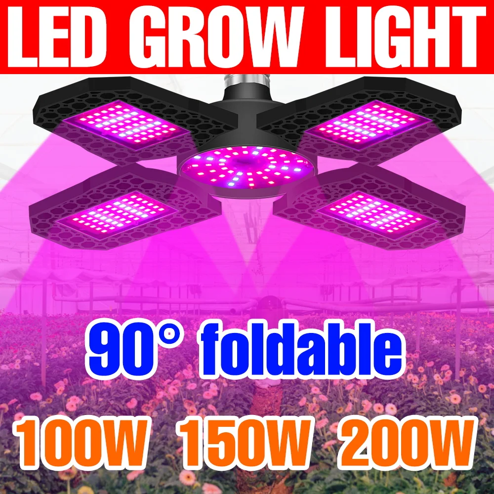 

200 Вт E27/E26 светодиодная лампа для выращивания растений, полный спектр, складное освещение для заполнения растений, выращивание овощей, гидропоники, 40 Вт/60 Вт/80 Вт/100 Вт/150 Вт