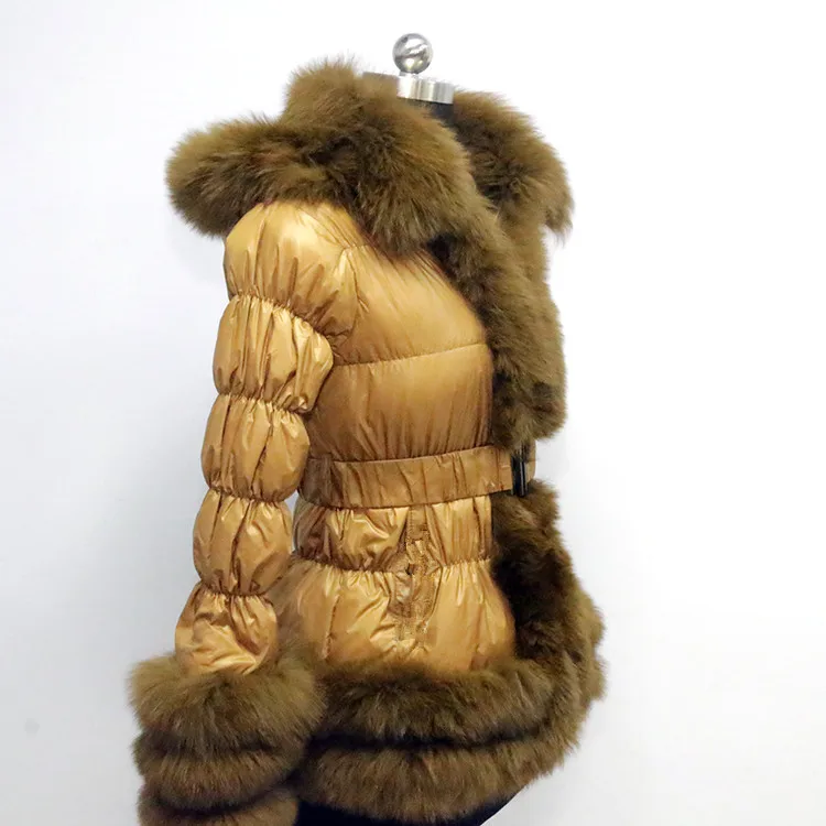 Custom Women and Kids Size Puffer Jacket  With Detachable Sleeves And Hoods Ladies Fur Down Coat