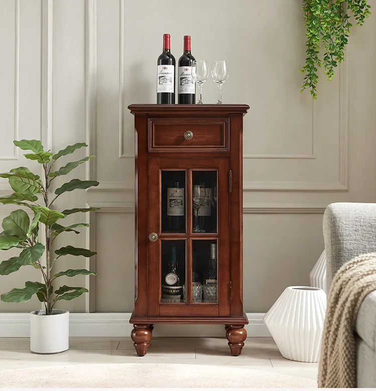 

Solid wood single-door wine cabinet, living room glass display cabinet, tea room, small tea cabinet