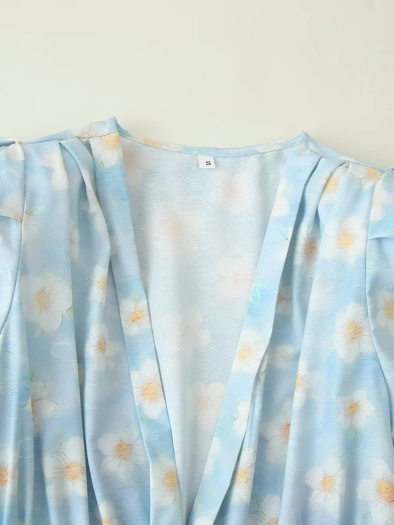 Robe florale à volants et perles pour femmes, tenue élégante pour invités de mariage, col en v, mode de fête, manches bouffantes, 2025