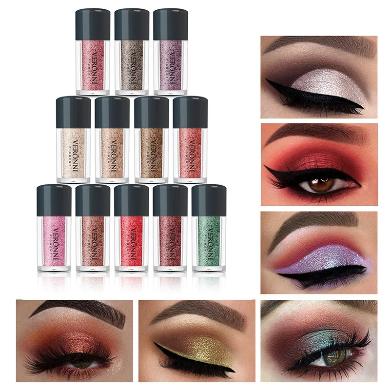 Ombre à barrage liquide scintillante pour femme, poudre de maquillage, cosmétiques scintillants, éclat de diamant, pigment éclaircissant, 12 couleurs