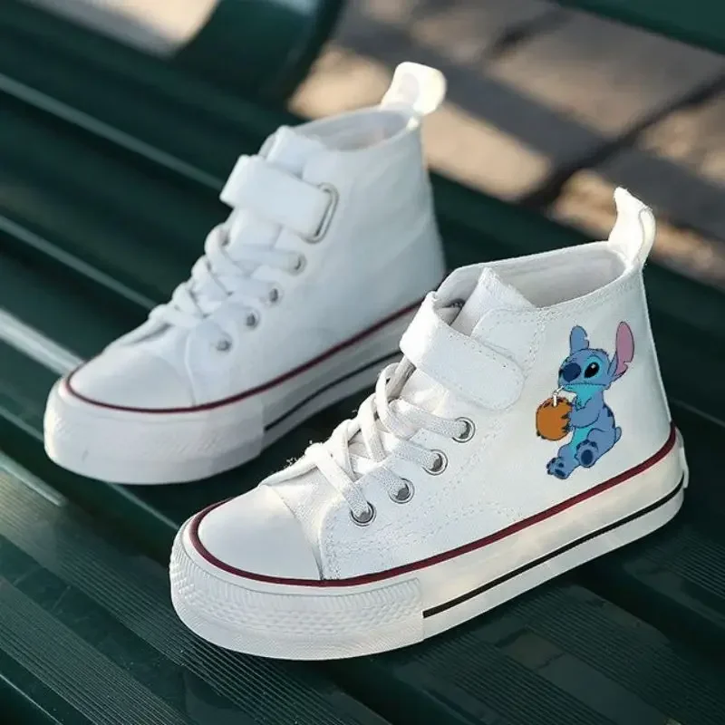 Children Print Boys Girl Casual Cartoon comfort Shoes High-top Sport Lilo Stitch Boys Kids Canvas Shoes Disney Tennis Shoes