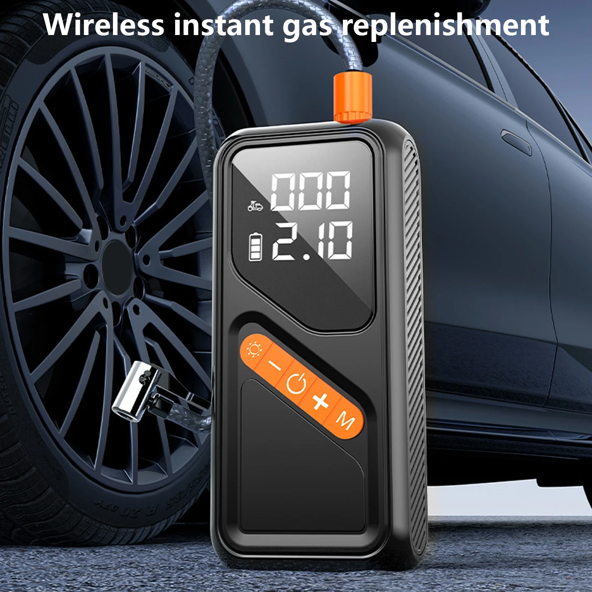 Wireless Dual Power Digital Tire Inflator Pump Portable Smart Auto Stop Dual Screen Type-C Charging for Car Bike Motorcycle