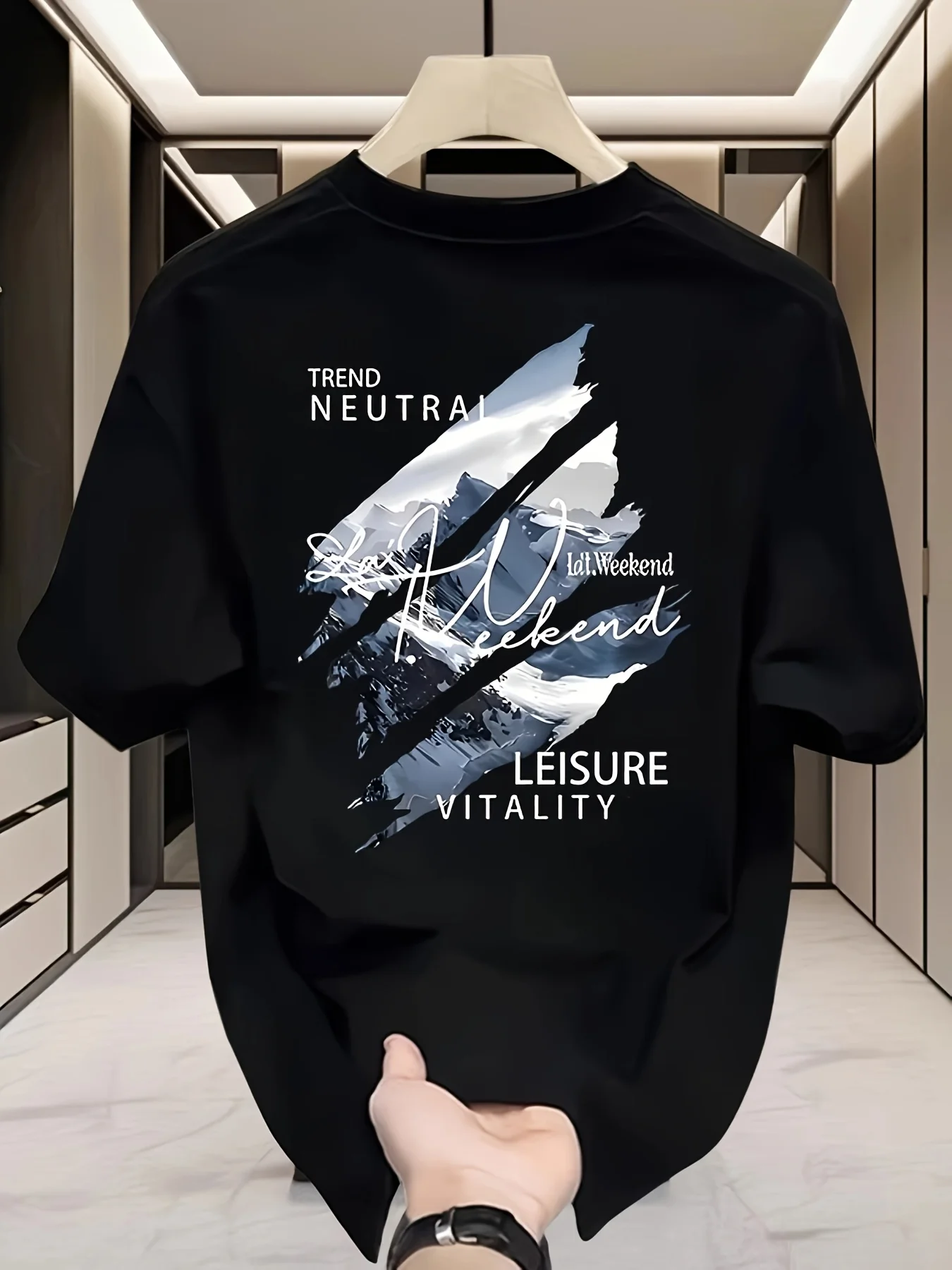 New 100% Cotton Men's T-Shirt With Summer Street Style Pattern Print. Suitable for Casual Combination With Short-Sleeved Tops. view 3