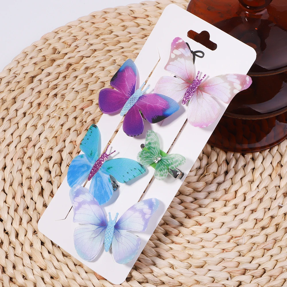 5Pcs/Set Colorful Butterfly Hairpins Girl Hair Clips Barrettes Women Sweet Hair Ornament Headwear Fashion Hair Accessories